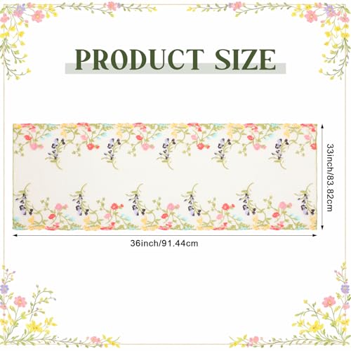 Embroidered Lace Table Runner Spring Summer Floral Tulle Trim Table Runner Flowery for Easter Home Kitchen Dining Wedding Party Indoor Decoration(13 x 36 Inch) - size: 13 x 36 inches