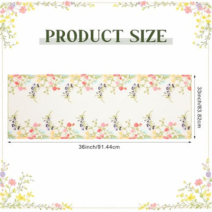 Embroidered Lace Table Runner Spring Summer Floral Tulle Trim Table Runner Flowery for Easter Home Kitchen Dining Wedding Party Indoor Decoration(13 x 36 Inch) - size: 13 x 36 inches