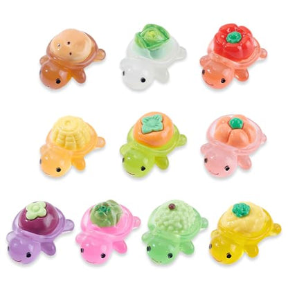 20pcs Mini Resin Luminous Turtle Figurines Fruit and Vegetable Series Turtle Mini Model Miniature Bulk Micro Landscape Accessories Pretending Prop Decorations for Garden Home