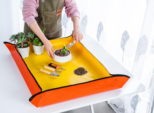 Josteve Plant Repotting Mat, 5Pcs Succulent Tools Mini Garden Small Gardening Tools Indoor, Pruning Shear Gardening Scissor, Hand kit for Bonsai, Cactus, Fairy, Houseplant Transplanting, Seedling - style: Luxury Garden Tools
