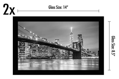 Americanflat 8.5x14 Picture Frame with Shatter-Resistant Glass - Set of 2 - Signature Collection - Gallery-Style Frames Made of Engineered Wood - Picture Frames for Wall Display - Black | Shatter-resistant glass, hangs vertical or horizontal, sawtooth han