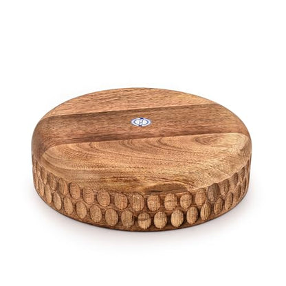 Kimona Decorative Bowl Mango Wood Centerpiece Decor Wood Bowl Key Decorative Centerpiece Bowl (10" X 10" X 2.5")