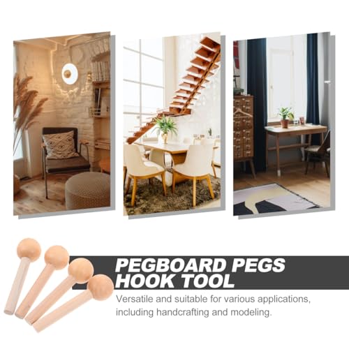 Angoily 10pcs Matchstick Hole Board Wooden Pegs Wood Hooks for Pegboard Panel Hanger for Pegboard Pegs en Hooks Stick 3.14X0.86 Inch