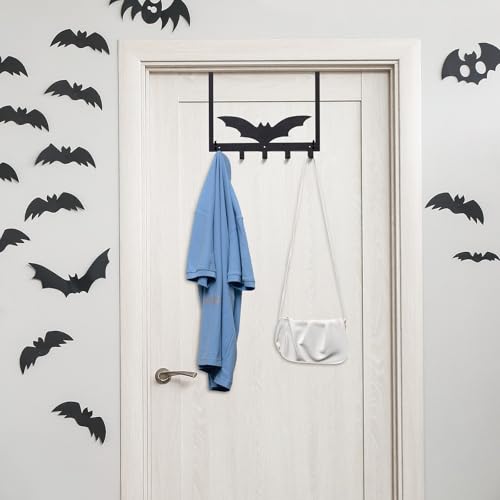 Reallnaive Gothic Bat Over The Door Hooks Goth Bathroom Decor Creepy Hanger Wall Mount Rack Holder for Towel, Hat, Coat, Cloth, Keychain, Bag, Home Organizer - style: Bat