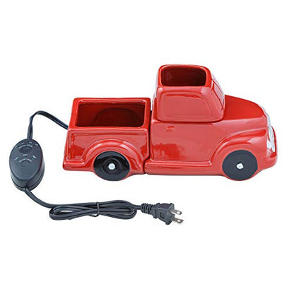Ceramic Candle Wax Warmer, Vintage Red Truck with Safety Timer | Automatic Plug in Fragrance Warmer for Scented Wax Melts, Cubes, Tarts | Retro Farmhouse Air Freshener Set