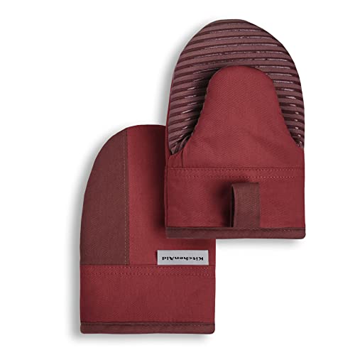KitchenAid Beacon Two-Tone Non-Slip Mini Oven Mitt Set, Smoked Paprika, 5.5"x8", 2 Piece - color: Smoked Paprika