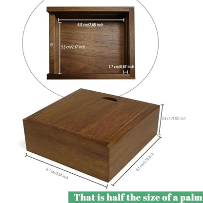 Mini Walnut Wood Gift Box Magnetic Sliding Lid Small Keepsake Case | Handcrafted walnut box with magnetic sliding lid. Smooth surface perfect for DIY crafts, rings, and personalized gifts. - color: Walnut (3.19")