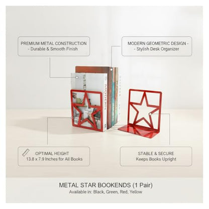 13.8 x 7.9 Inch Metal Bookends, Geometric Frame Desk Organizer for Books and Files, Modern Office Shelf Decor, Pair