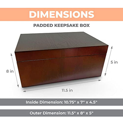 Blake & Lake Large Oak Wooden Keepsake Box - Storage Box Lined with Buffalo Plaid - Decorative Boxes for Home (Hinge Box)