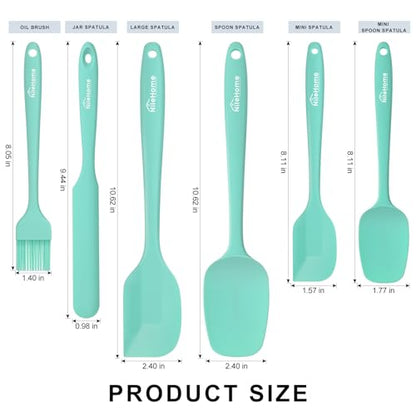 NileHome 6 Pieces Silicone Spatula Set with Silicone Brush,Turquoise | Food-Grade Material,Heat Resistant Up to 600°F,Dishwasher Safe,BPA-Free - color: Turquoise