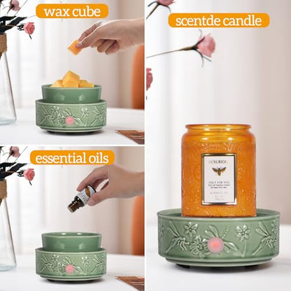 Green Wax Melt Warmer for Scented Wax 3-in-1 Ceramic Wax Warmer | Fragrances Candle Oils, Home Fragrance Burner,Electric Candle Warmer for Mom Women(Dragonfly) - color: Green Dragonfly