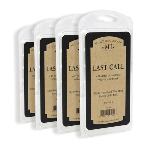 Manly Indulgence Last Call Scented Wax Melts, Wax Melt Warmer Cubes, Long Lasting Scented Wax Warmer Cubes, 4 Pack, 6 Cubes Each - Made in The USA - size: Wax Melt - Pack of 4