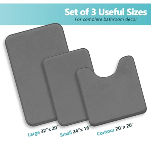 Bathroom Rugs Extra Soft Memory Foam Bath Mat Sets 3 Piece Non Slip Absorbent & Dry Living Mat Sets Washable Bath Carpets with Toilet Rug,Bath Rugs for Bathroom,Tub,Shower,Kitchen,Bedroom - color: Graphite Gray