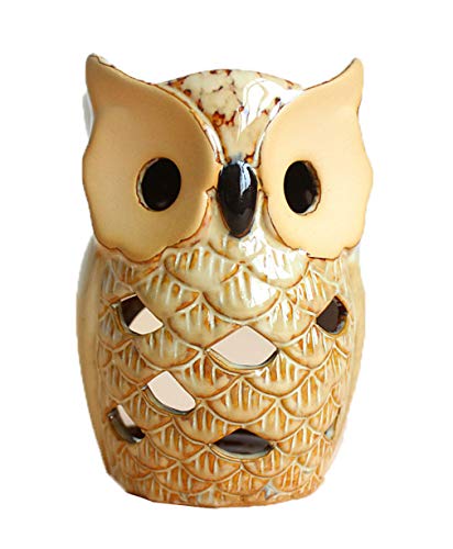 4.7 Inch Ceramic Owl Oil Warmer Aromatherapy Burner/Tea Light Candle Holder Oil Burner/Essential Oil Warmer Candle Holder/Wax Warmer Ideal Gifts for Women, Mom or Birthdays