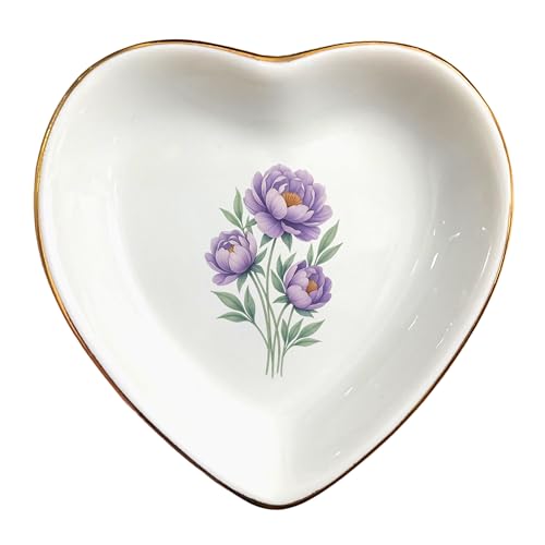 Birth Month Flower Ring Jewelry Dish Tray-Floral Ring Holder for Hippie,Nature,Pace-Birthday Gifts for Mom,Mother-in-law,Step Mom,Aunt,Grandma,Sister,Friends (11 - November (Peony)) - style: 11 - November (Peony)