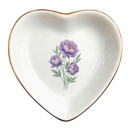 Birth Month Flower Ring Jewelry Dish Tray-Floral Ring Holder for Hippie,Nature,Pace-Birthday Gifts for Mom,Mother-in-law,Step Mom,Aunt,Grandma,Sister,Friends (11 - November (Peony)) - style: 11 - November (Peony)