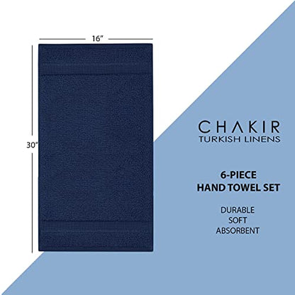Chakir Turkish Linens | Hotel & Spa Quality 100% Cotton Premium Turkish Towels | Soft & Absorbent (6-Piece Hand Towels, Navy) - color: Navy