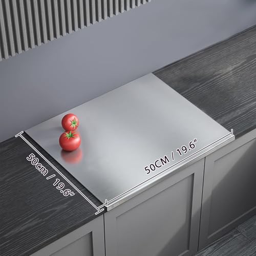 304 Stainless Steel Cutting Board – Stainless Steel Kitchen Chopping Boards Non-Slip, Dishwasher Safe – Ideal for Meat, Vegetables, Fruits, Bread & Baking – Commercial & Home Use (19.6 * 19.6in) - size: 19.6"L x 19.6"W