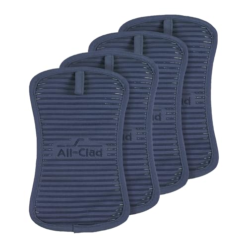 All-Clad Premium Pot Holder & Hot Pad: Heat Resistant to 500 Degrees - 100% Cotton, 10"x6.25" Hot Pad for Kitchen and Barbeque, 4-Pack, Indigo - color: Indigo, size: 4 Pack
