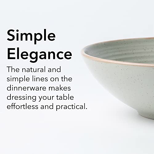 Arora RINGAR Round Stoneware 16pc Dinnerware Set of 4, Dinner Plates, Side Plates, Cereal Bowls, Mugs - Speckle Matte White (406646) - color: Speckle Matte White-Bowl/Mug, style: Round-Service for 4(16pcs)