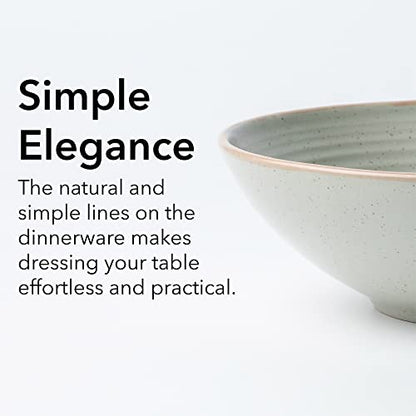 Arora RINGAR Round Stoneware 16pc Dinnerware Set of 4, Dinner Plates, Side Plates, Cereal Bowls, Mugs - Speckle Matte White (406646) - color: Speckle Matte White-Bowl/Mug, style: Round-Service for 4(16pcs)