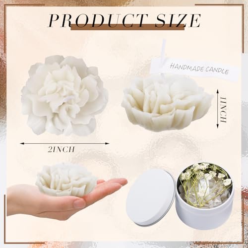 Threlaco 12 Pcs Flower Bridal Candles Set Bridesmaid Gift,White | 2" Wax Scented Candle Bulk, with Dried Flower and Cans, for Wedding Shower Proposal Anniversaries Women Christmas Party Favor - color: White