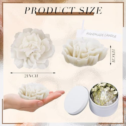 Threlaco 12 Pcs Flower Bridal Candles Set Bridesmaid Gift,White | 2" Wax Scented Candle Bulk, with Dried Flower and Cans, for Wedding Shower Proposal Anniversaries Women Christmas Party Favor - color: White