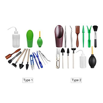 13PCS Miniature Gardening Tools Set Wooden Handle Iron Heads Potted Plants Transplanting Watering Garden Hand Tool Kit