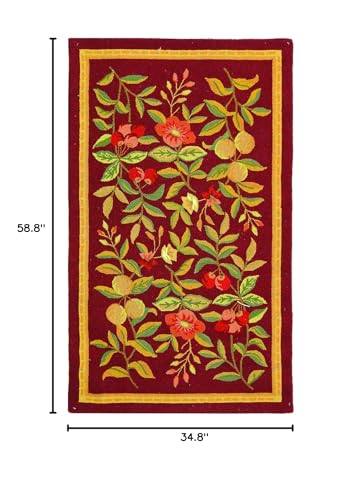 SAFAVIEH Chelsea Collection Accent Rug - 2'9" x 4'9", Burgundy, Hand-Hooked French Country Wool, Ideal for High Traffic Areas in Entryway, Living Room, Bedroom (HK210C) - color: Burgundy, size: 2'9" x 4'9" (Rectangular)
