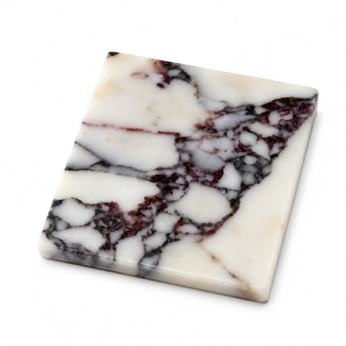 Calacatta Viola Marble Trinket Tray, 4-Inch Square Stone Coaster | Natural marble for rings, earrings, keys, candles and perfume; compact 4-inch square, flat rimless tray, one piece included. - color: Slap 10x10cm