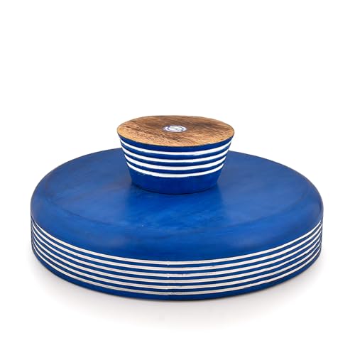 Decorative Bowl Mango Wood Pedestal Centerpiece Bowl – Handcrafted Rustic Accent for Dining & Living Areas (12" X 12" X 4.5")