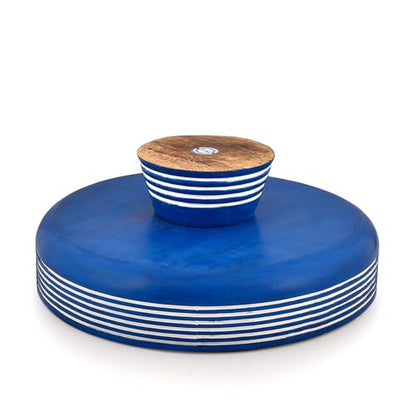 Decorative Bowl Mango Wood Pedestal Centerpiece Bowl – Handcrafted Rustic Accent for Dining & Living Areas (12" X 12" X 4.5")
