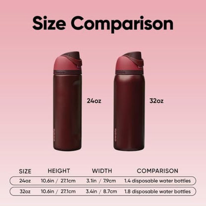 Owala FreeSip Stainless Steel Water Bottle 32 oz Black Cherry - color: Black Cherry, size: 32 Ounces