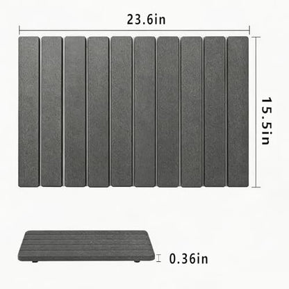 Foldable Stone Bath Mat, Quick-Dry Non-Slip Diatomaceous Earth Mat, Space-Saving Absorbent Shower Mat for Bathroom, Non-Slip Rubber Base,Easy to Clean, 23.6" x 15.5" Grey