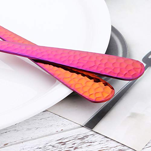 Salad Spoon and Fork Set, 12 Inch Stainless Steel Salad Server, Magic Red Serving Utensils, Pack of 2 - color: Orange Red