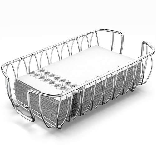 Guest Towel Holder Tray for Bathroom Countertop, Silver Metal | Guest Bathroom, Powder Room & Vanity Use - color: J - Silver Napkin Holder for Bathroom, size: Guest Towel Holder