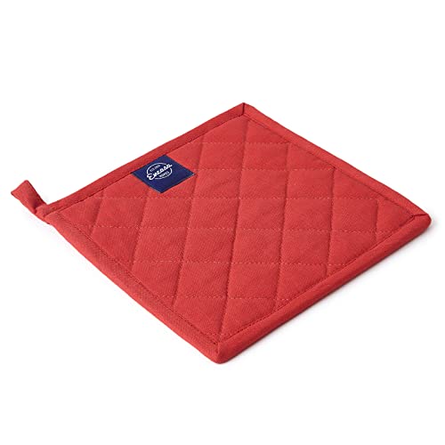 Encasa XO Pot Holders, Quilted Kitchen Hot Pads 8"x8" Mango | 100% Heavyweight Cotton | Quilted Insulation | Multipurpose Trivets & Hot Pads | Hanging Loop | Set of 2 - color: Mango