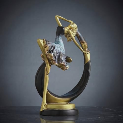 Gold Dancer Statue Decor, Elegant Art Sculpture for Tabletop Decor, Modern Sculpture Home Decor for Living Room, Shelf, Coffee Table, Office Desk, Contemporary Decorative Statue Gift for Women - color: Dancer Statue a