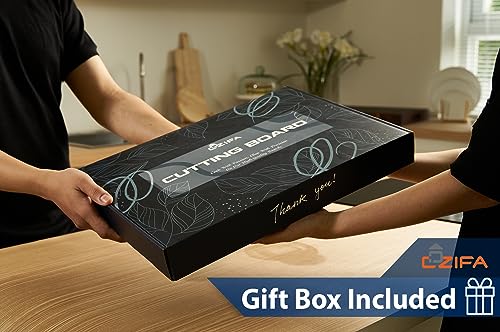 American Dark Walnut Wood Cutting Board 17"x12"x1.6" for Kitchen with Juice Groove, Inner Handles, Gift Box Packaging and End Grain Butcher Block Finished with Linseed Oil, Beeswax & Lemon Oil - size: 17 x 12 x 1.6 in