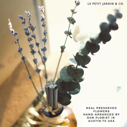 Reed Diffusers - Oil Sticks Diffuser Set with Real Dried Flowers - Reed Diffusers for Home, Bathroom & Office | Air Freshener Fragrance Sticks for Shelf Decor & Gifts by Le Petit Jardin & Co.