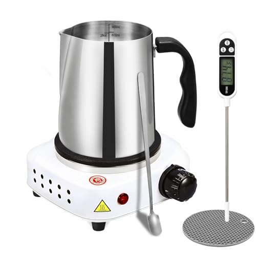 SAEUYVB Candle Making Kit/Supplies with Electric Hot Plate（White） | Wax Melter for Candle Making,Candle Making Supplies for Beginners with Pouring Pot,Hot Plate,Instruction Manual and More - color: white kit