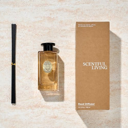 M&SENSE 10.14 oz Large Reed Diffuser Set | Sandalwood Vanilla Scent Oil Diffuser with Sticks | Hotel Collection Non-Toxic Essential Oil |for Bedroom Bathroom Living Room - color: Sandalwood Vanilla, size: 300ml