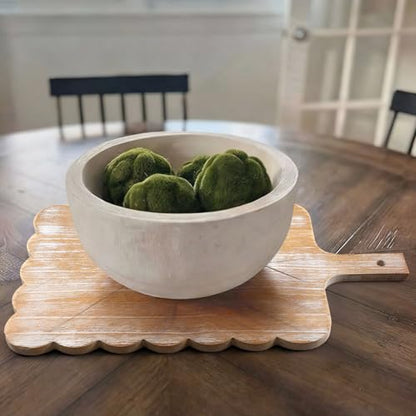 Sintuff Large Acacia Wood Scallop Cutting Board 18 x 10 Wooden Dinner Plate Scalloped Wood Tray Decorative Pastry Dishes for Kitchen Cake Bread Baking Cheese Display