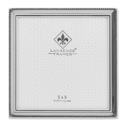 Lawrence Frames 11655 Polished Silver Plate 5x5 Picture Frame - Bead Border Design - color: Silver, size: 5x5