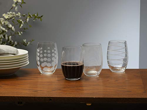 Mikasa Cheers Stemless Wine Glasses, Set of 4, 17-Ounce Clear Glasses, Durable and Elegant, Perfect for Red or White Wine, Dishwasher Safe - style: Stemless Wine Glass