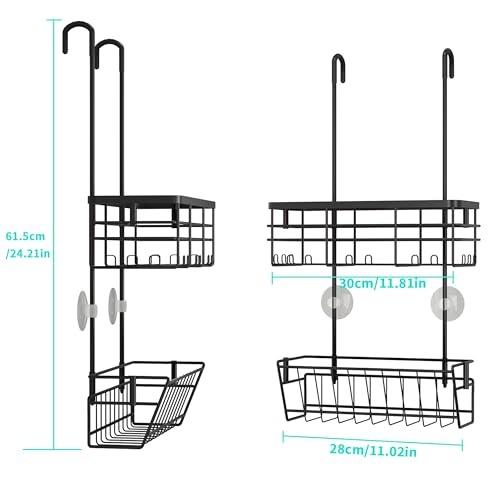 HapiRm Hanging Shower Caddy Organizer - No Drilling Shower Organizer with Inclined Shelf, Rustproof & Waterproof 304 Stainless Steel Bathroom Caddy - Black - color: Black-Inclined Shelf