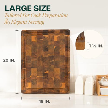 Yes4All Large Acacia Cutting Board, End Grain Cutting Board 20"x 15"x 1.5" - size: 20"L x 15"W, style: Acacia