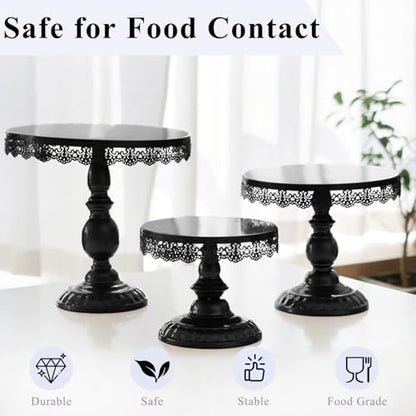 Set of 9 Cake Stands Metal Cupcake Stand Set Multiple Styles Candy Fruit Display Tower Dessert Plate Cake Serving Tray for Birthday Party Wedding Anniversary Baby Shower Engagement (Black) - color: Black