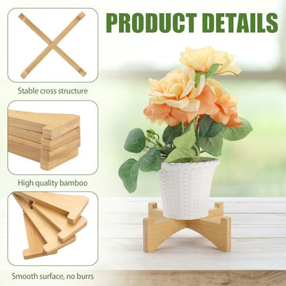 2 Packs Wooden Plant Stand Indoor Single Holder, Modern Flower Pot Stand Outdoor Riser, Short Plant Pedestal Fits 5.9''/15 CM Rack Table Base Home Garden Decor