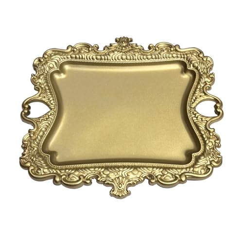 1 Pack Vintage Gold Jewelry Dish Brushed Gold Jewelry Trays ideal for holding jewelry rings and small trinkets. - color: Brushed Gold, size: small:5"(125mm)*4.4"(110mm)*0.6"(15mm)